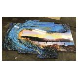 Gold Orange Abstract 4-Panel Artwork