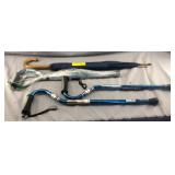 Lot of 3 Gel Handle Canes and an Umbrella