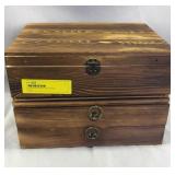 Pine Hinge Top Box with 2 Drawer