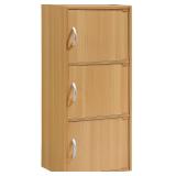 HODEDAH IMPORT 3-Shelf Bookcase Cabinet, Beech