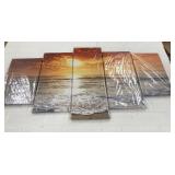 2 count 5 Panel Decorator Artworks-   Beach Scene