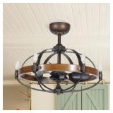 Caged ceiling fan Rustic Chandelier, 25-26"