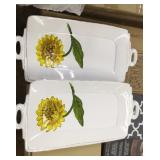 Pair of Italian Sunflower Serving Trays