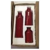 Lot of Three Red Pottery Bottles