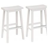 2 Pack White Classic Saddle Seat Counter Stools
