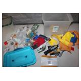 2 Small Totes - Cleaning Supplies and Hardware