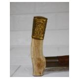 Walking Stick, Bone Handle with Gold Colored Tip