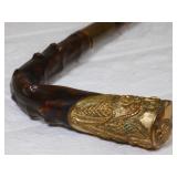 Walking Stick with Roll Gold Handle