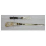 Lot of 2 Letter Openers, Sterling and Mother of