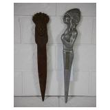 Lot of 2 Figural Letter Openers, Indians