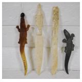 Lot of 4 Figural Alligator Letter Openers