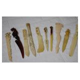 Lot of 10 Carved Letter Openers