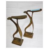 Lot of 2 Bronze Shoe Shine Foot Rest, 15"