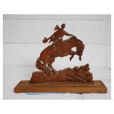 Folk Art Carving, Cowboy on a Horse, 5x7"