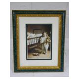 Framed Hand colored photo, Girl with Doll, 10x12