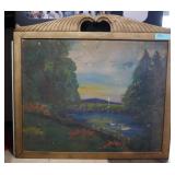 Fold Art, Oil on Board, Unsigned, Framed,