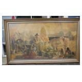 Prints, Wagon Train Framed, Cowboys Indians,