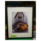 21x17 decorator print yellow truck in the city