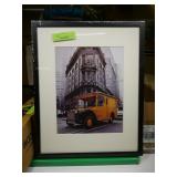 21x17 decorator print yellow truck in the city