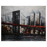 47x23 decorator canvas city bridge scene