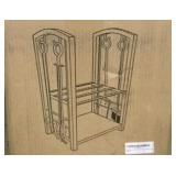 fire place log rack with tools powder coated