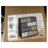 8 drawer wood and fabric dresser tri color