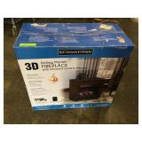 rolling electric fireplace mantel with quartz