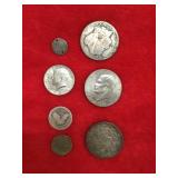 Silver dollars and coins