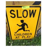 aluminum slow street sign