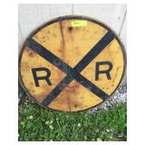 Steel Railroad Crossing Street sign