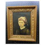 o/c portrait of a youth unsigned 15.5x18.5