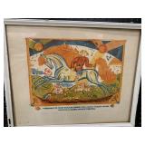 Russian Lithograph pencil signed 21x17