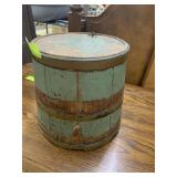 Sugar Bucket with Lid, Old Blue Paint