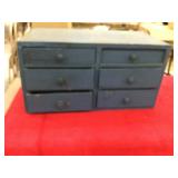 6 Drawer Cabinet, Old Blue Paint, 24x13x13"