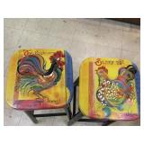 Decorator Stools, Chicken Motif, Artist Signed