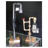 Lot of 2 Industrial Pipe Table Lamps