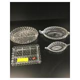 4 Fostoria American Relish dishes