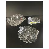 3 Fostoria American ruffled bowls