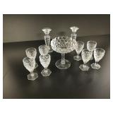 Fostoria American cordials and candlesticks