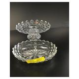 Fostoria American domed tray and divided bowl