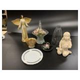 glass basket carnival glass cup and saucer