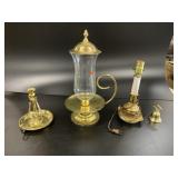 4 pieces of Brass lighting and bell