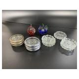 St. Clair paperweights crystal ashtrays coasters