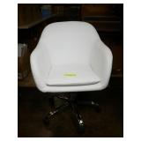 White on Chrome Leather Roll Around Office Chair
