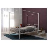 Full Size Metal Canopy Bed, White, Assembly