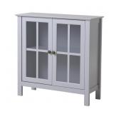 Glass Door Accent Cabinet, Dark Gray, Assembly