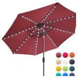 Maroon Patio Umbrella with Solar Powered Light