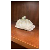 Cybis Porcelain Frog Riding a Turtle