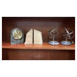 Mineral Lot, Clock, Bookends, Bronze