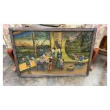 Chinese Reverse Painted on Glass, 35"x23"